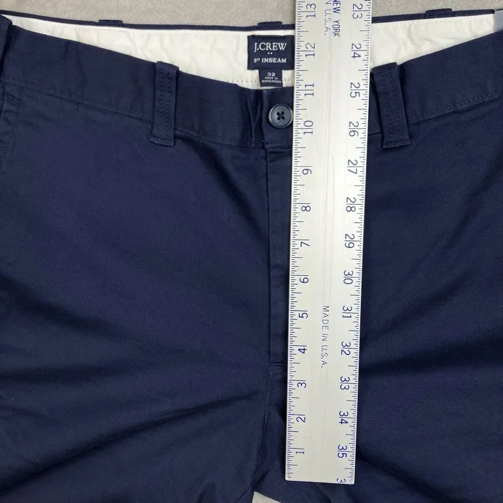 J Crew Flex Chino Shorts Mens 32‎ Blue 9” Inseam Stretch Flat Front Summer H5020